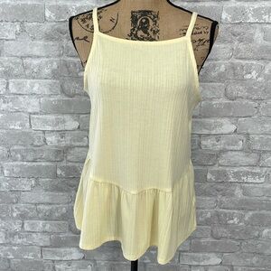 Maurices Yellow Solid Peplum Tank Top